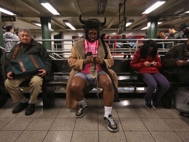 Annual No Pants Subway Ride Takes Place In New York City