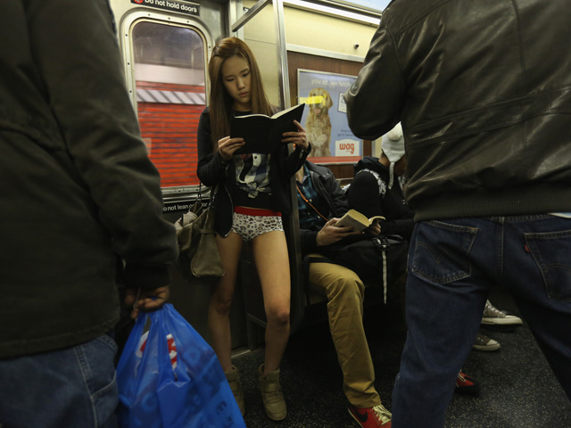 Annual No Pants Subway Ride Takes Place In New York City